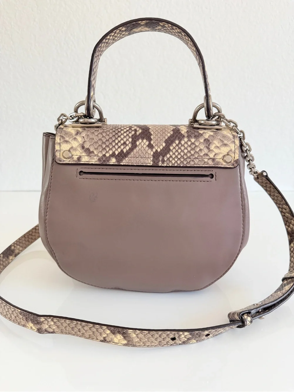 Michael Kors Leather Crossbody Bag with Snake-Print Trim